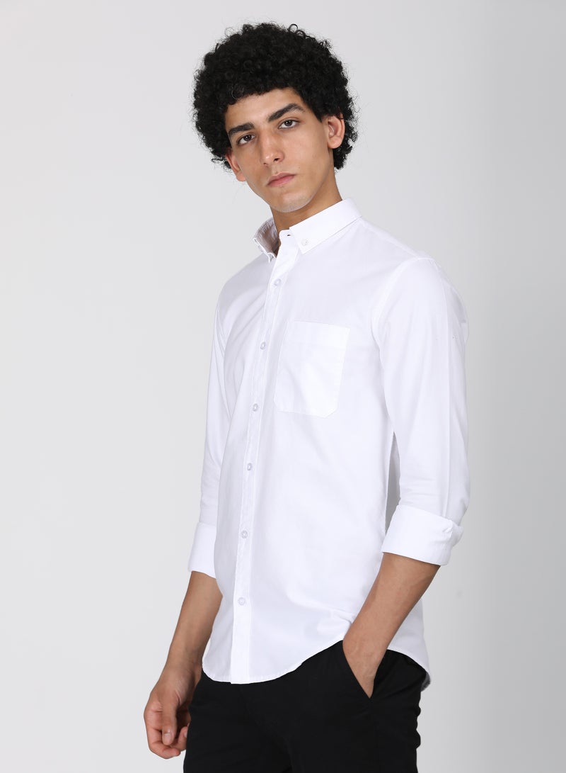 ملابس RSO قميص أكسفورد من القطن الصلب للرجال من RSO Outfits (أبيض) - Image 2