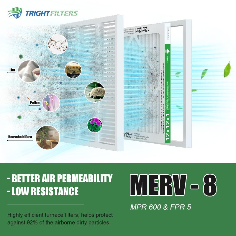 TRIGHTFILTERS 12x12x1 Air Filter 4 Pack, MERV 8 Pleated Dust Defense Air Filters Replacement Air Conditioner HVAC AC Furnace Filter, Durable and Lightweight - Image 5