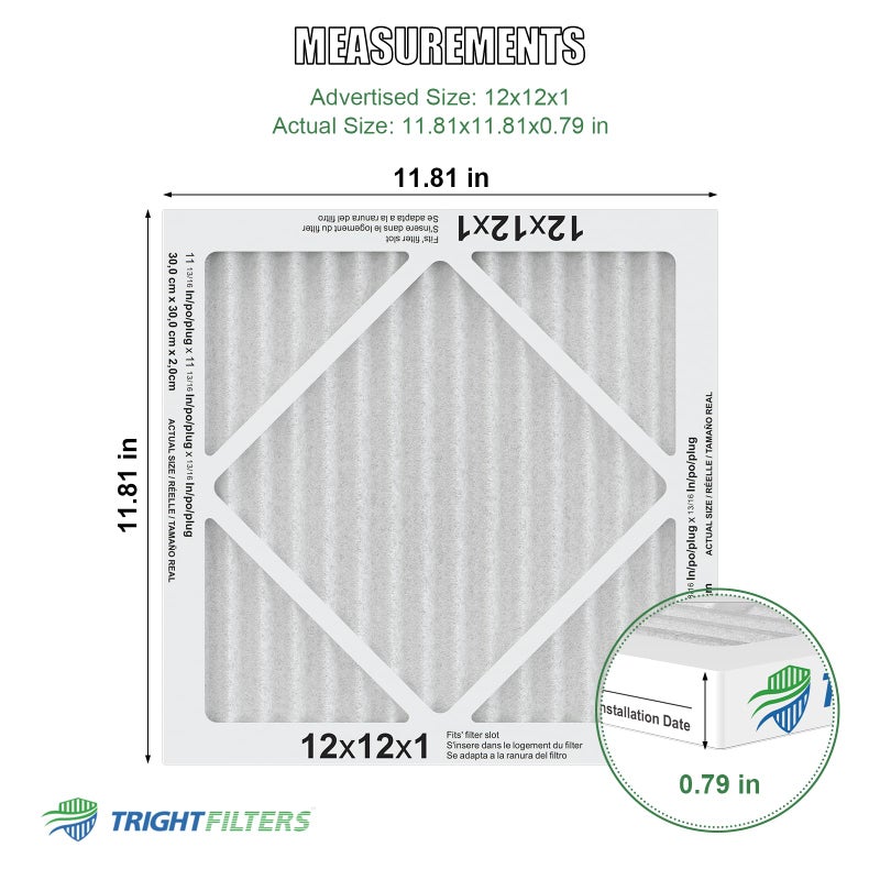 TRIGHTFILTERS 12x12x1 Air Filter 4 Pack, MERV 8 Pleated Dust Defense Air Filters Replacement Air Conditioner HVAC AC Furnace Filter, Durable and Lightweight - Image 2