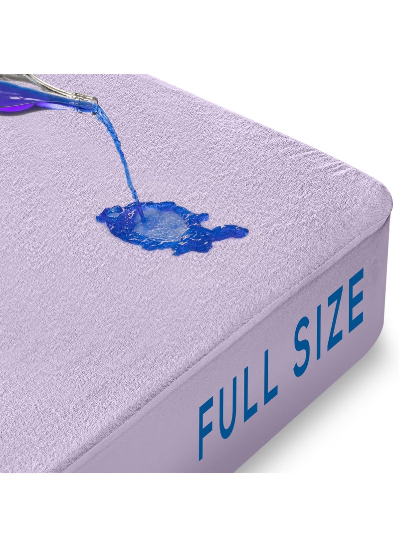 Utopia Bedding Utopia Bedding Waterproof Mattress Protector Full Size  Premium Terry Mattress Cover 200 GSM  Breathable  Fitted Style with Stretchable Pockets (Lavender)  - Image 2