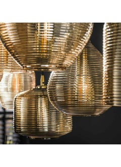 LOFT NEW TRENDY,HANGING LAMP,4+3,STRIPE GLASS HORIZONTAL,AMBER GLASS-7064  - Image 3