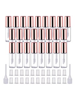 25 Pack Empty Lip Gloss Tubes Containers, Clear Mini Refillable Lip Balm Bottles with Rubber Inserts and Transfer Pipettes for Lip Samples Travel Split Charging DIY Makeup (1.2 ML, Rose Gold)