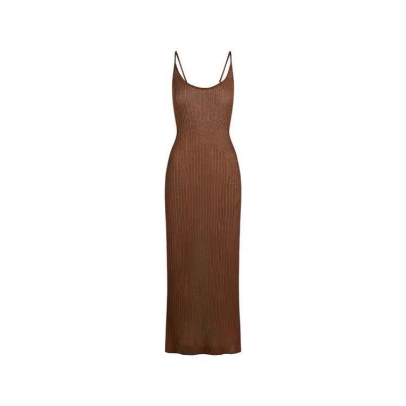Knitted Camisole Bodycon Dress with Back Slit - Image 5