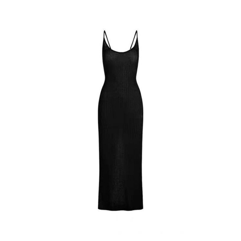 Knitted Camisole Bodycon Dress with Back Slit - Image 4