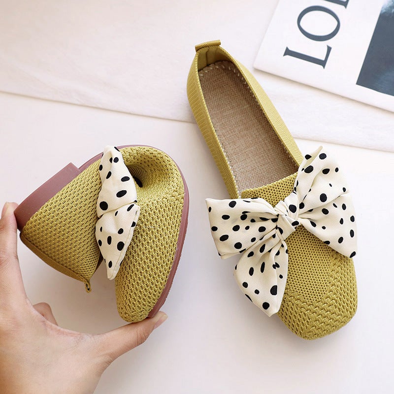 Women's Knit Loafers, Square Toe, Breathable, Flat, Slip-on - Image 2