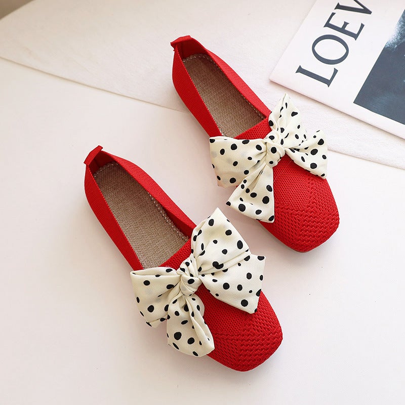 Women's Knit Loafers, Square Toe, Breathable, Flat, Slip-on - Image 3