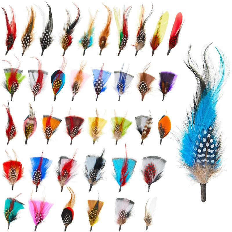 Kenning 39 Pcs Hat Feathers Assorted Feathers for Hats Colorful Real for DIY Craft, Wedding Decorations Men Women Approx. 8-11 cm - Image 1