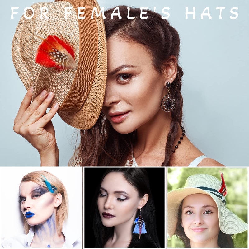Kenning 39 Pcs Hat Feathers Assorted Feathers for Hats Colorful Real for DIY Craft, Wedding Decorations Men Women Approx. 8-11 cm - Image 5