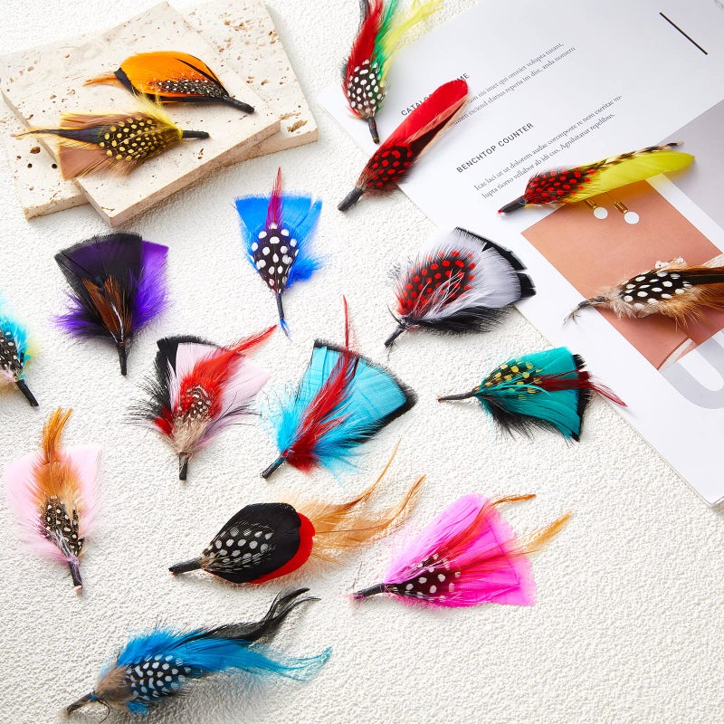Kenning 39 Pcs Hat Feathers Assorted Feathers for Hats Colorful Real for DIY Craft, Wedding Decorations Men Women Approx. 8-11 cm - Image 3