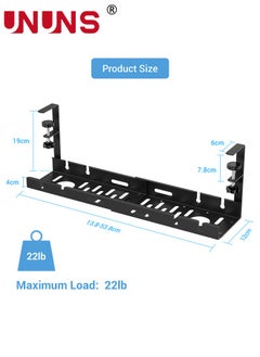 UNUNS Under Desk Cable Management Tray Black, No Drill Cable Management Organizer Under Desk,Retractable Cable Tray With Clamp For Desk Wire Management,Desk PC Cord Organizer Accessories For Home Office  - Image 2