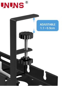 UNUNS Under Desk Cable Management Tray Black, No Drill Cable Management Organizer Under Desk,Retractable Cable Tray With Clamp For Desk Wire Management,Desk PC Cord Organizer Accessories For Home Office  - Image 4