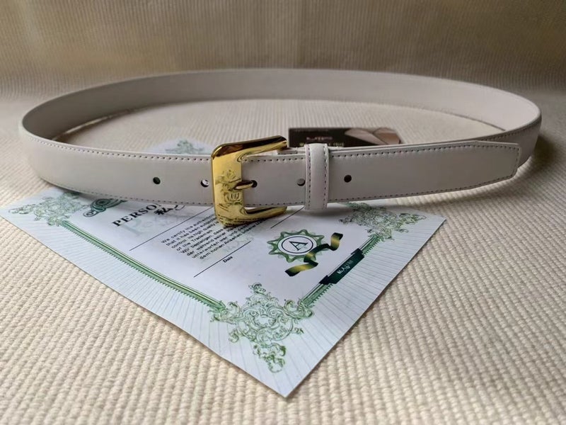 M new belt womens high-end sense simple gold metal buckle belt ins wind jeans with a generation of hair White with logo 