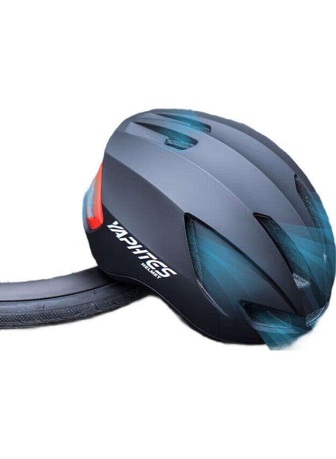 Yaphtes Cycling Helmet, National Standard Certified, Road Bike Integrated Design, With Tail Light, Aerodynamic, Breathable, Safety Helmet For Men And Women, Black - Image 1