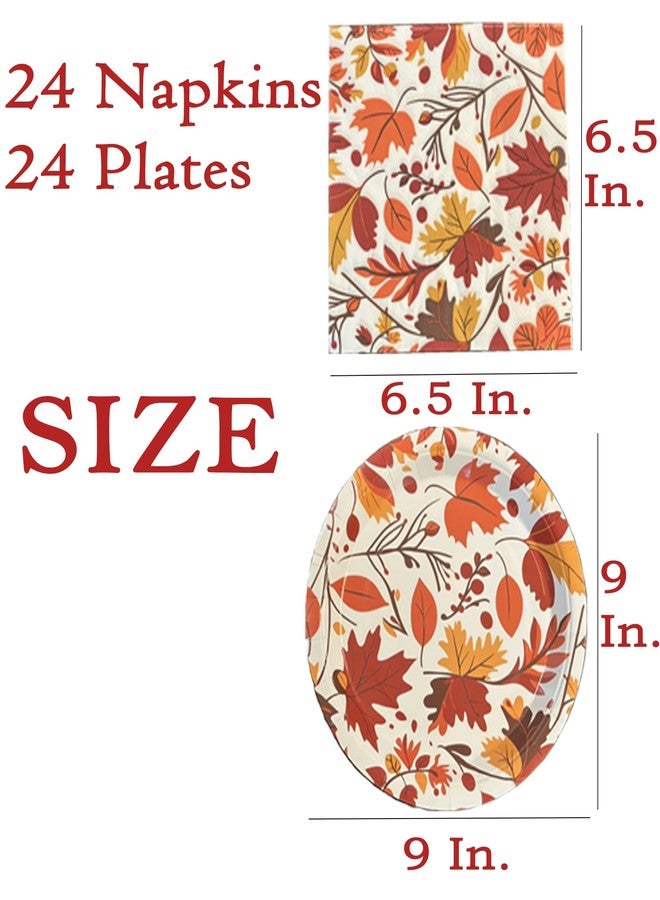BASHOUT Thanksgiving party plates and napkins set, 24 plates and 24 napkins, for Fall celebrations, Friendsgiving and thanksgiving dinner. - Image 2