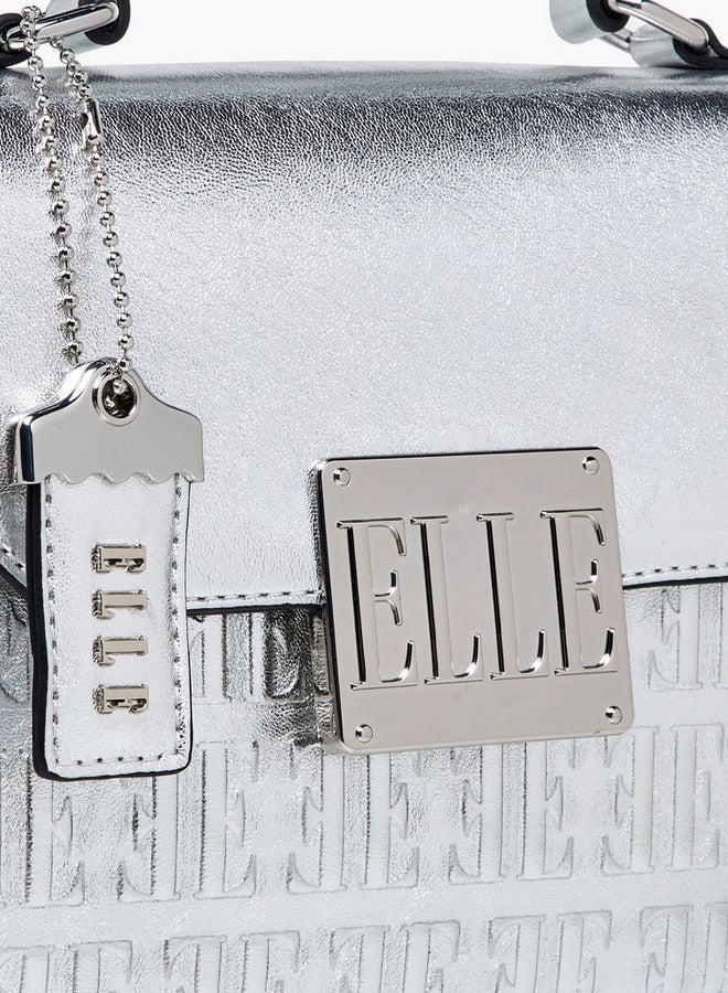 ايل حقيبة ساتشيل بنقش بارز ومقبض وزر إغلاق - Image 5