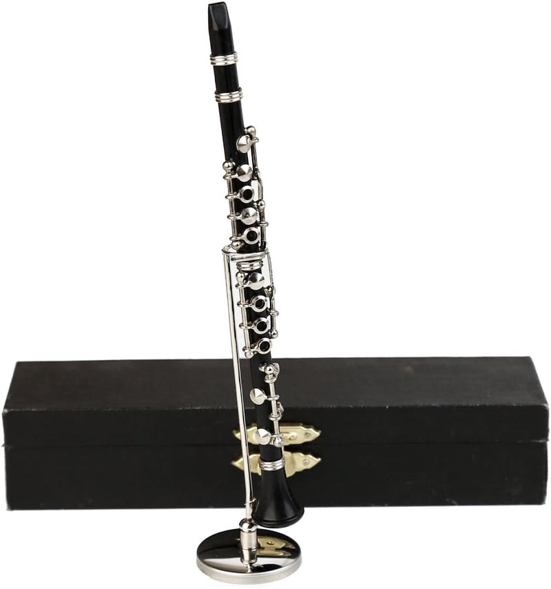 Dselvgvu Miniature Clarinet with Stand and Case Mini Musical Instrument Clarinet Replica Collectible Figurines Dollhouse Accessories Model Home Decoration Display Ornament (6.25") - Image 3