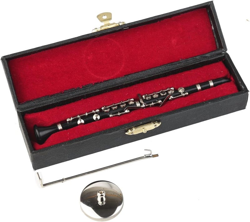 Dselvgvu Miniature Clarinet with Stand and Case Mini Musical Instrument Clarinet Replica Collectible Figurines Dollhouse Accessories Model Home Decoration Display Ornament (6.25") - Image 4