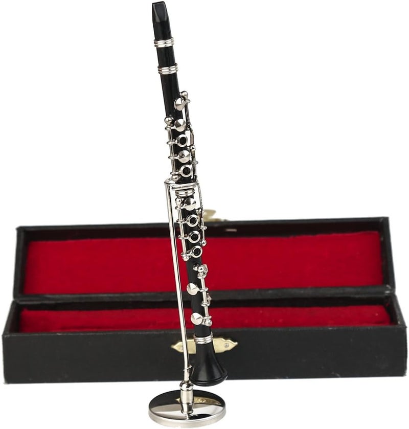 Dselvgvu Miniature Clarinet with Stand and Case Mini Musical Instrument Clarinet Replica Collectible Figurines Dollhouse Accessories Model Home Decoration Display Ornament (6.25") - Image 5