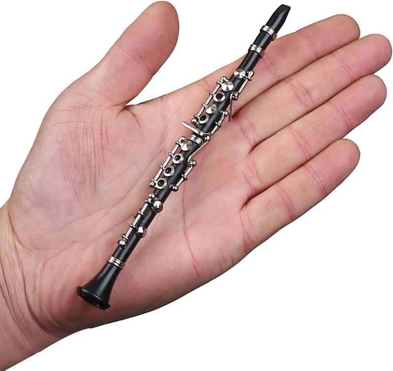 Dselvgvu Miniature Clarinet with Stand and Case Mini Musical Instrument Clarinet Replica Collectible Figurines Dollhouse Accessories Model Home Decoration Display Ornament (6.25") - Image 2