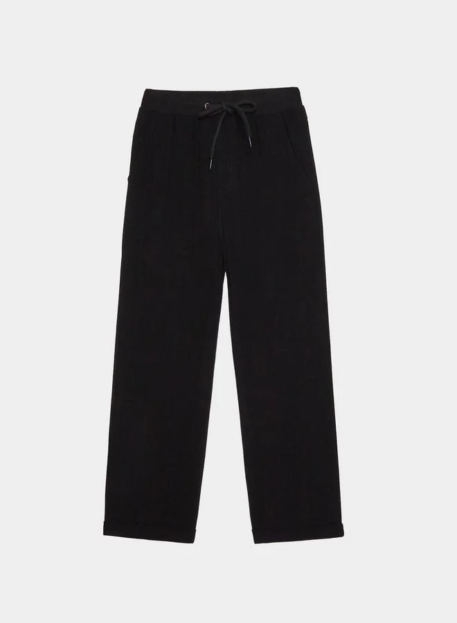 ستايلي Boys Plain Linen Blend Pants with Roll-Up Hem
