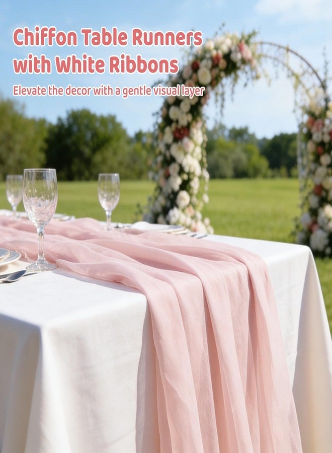 NIMBLOOM 10 Pcs Chiffon Table Runners Set with White Ribbons, Semi-Sheer Wedding Table Runner, 118.1 in Elegant Decoration for Wedding, Bridal Party, Birthday - Image 3