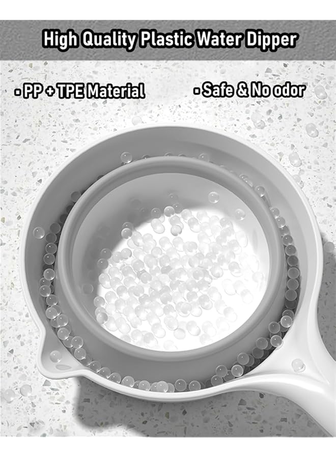 KASTWAVE Collapsible Plastic Water Ladle Folding Water Scoop For Bath Soaking Cleaning Portable Water Pourer Dipper Spoon For Camping Travel Small Shower Bucket Basin Tub Rinse Cup Mug For Hair Washing Gray - Image 3