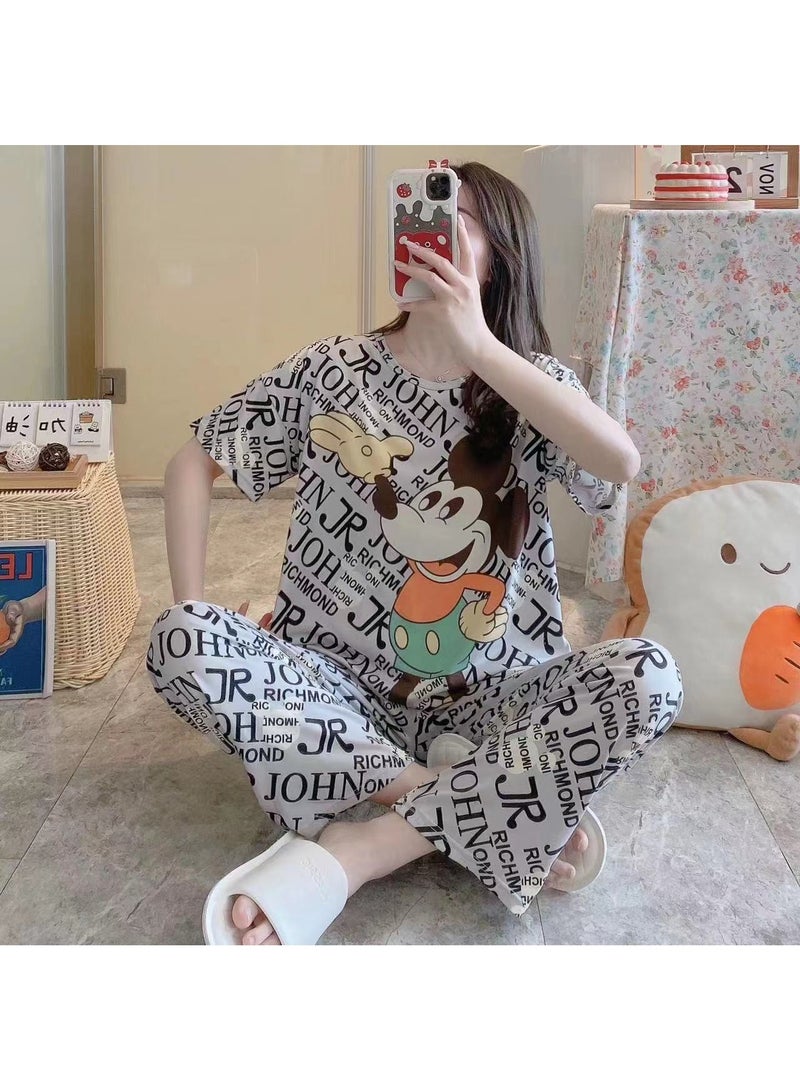 DubaiGallery Women's Pack Of 2 Top And Bottom Pyjama Set