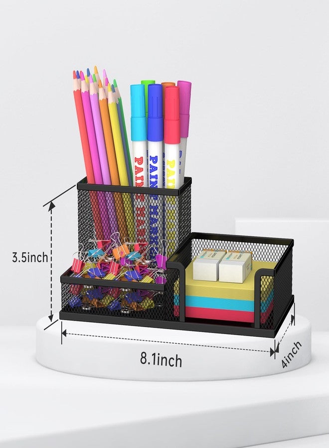 SUPEASY Pen Holder Desk Organizer, 2Pack Office Supplies Pencil Holder with 3 Compartments, Desk Accessories and Workspace Organizers for Home School Classroom, Black - Image 2