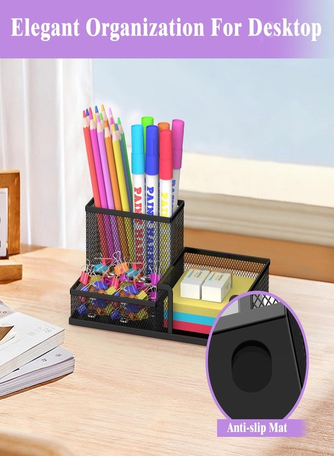 SUPEASY Pen Holder Desk Organizer, 2Pack Office Supplies Pencil Holder with 3 Compartments, Desk Accessories and Workspace Organizers for Home School Classroom, Black - Image 4