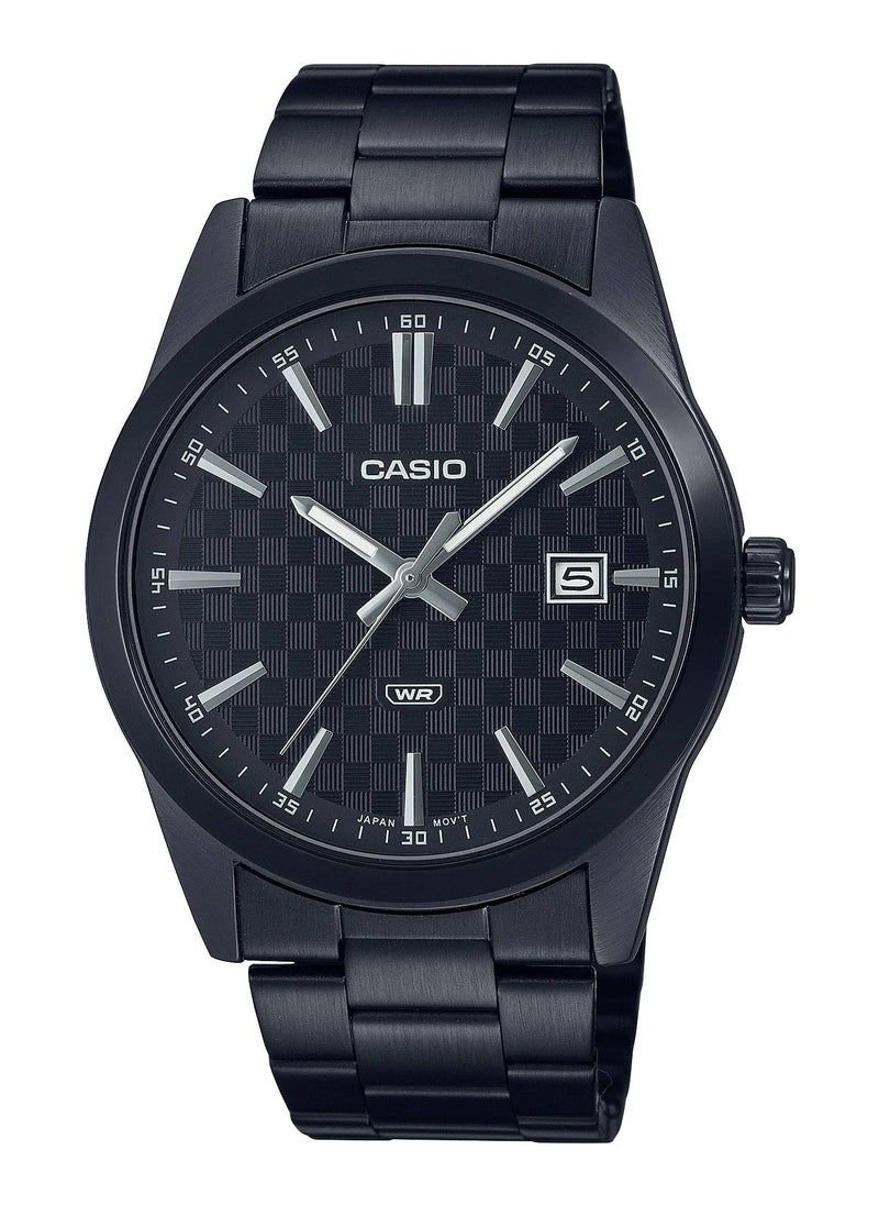 CASIO - Men's Analog Quartz Stainless Steel Black Dial Watch - MTP-VD03B-1AUDF - Image 1