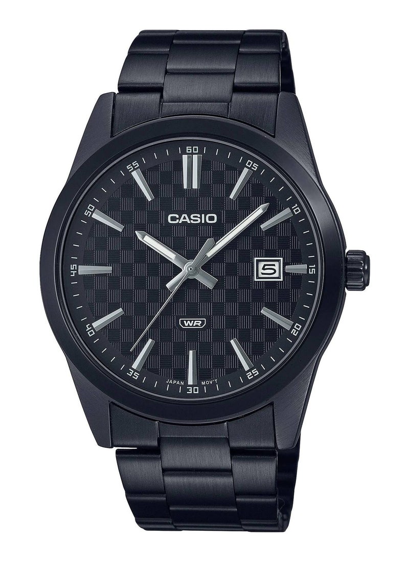 CASIO - Men's Analog Quartz Stainless Steel Black Dial Watch - MTP-VD03B-1AUDF - Image 1