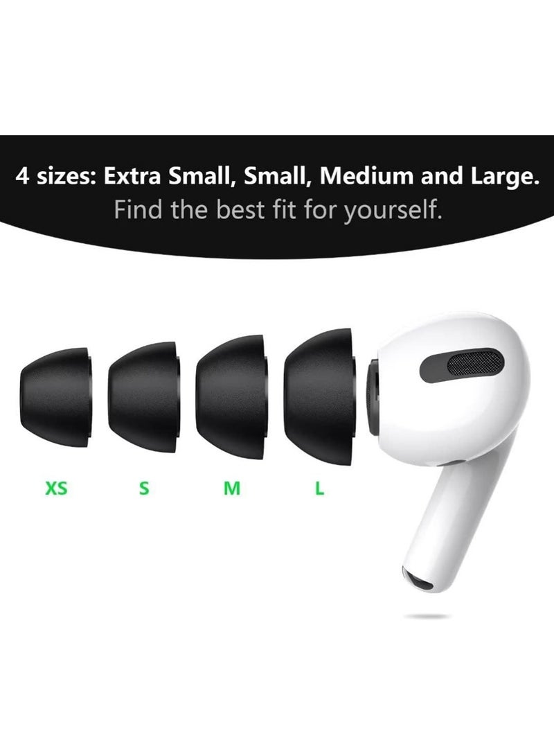 إكس ليفيل 4 أزواج استبدال نصائح الأذن لـ AirPods Pro الجيل الثاني / الأول بدون ألم أذن السيليكون ، وإلغاء الضوضاء الأفضل ، وبرام استبدال مع 3 في 1 مجموعة نظيفة وتتناسب مع حالة الشحن (أسود ، XS / S / M / L) - Image 4