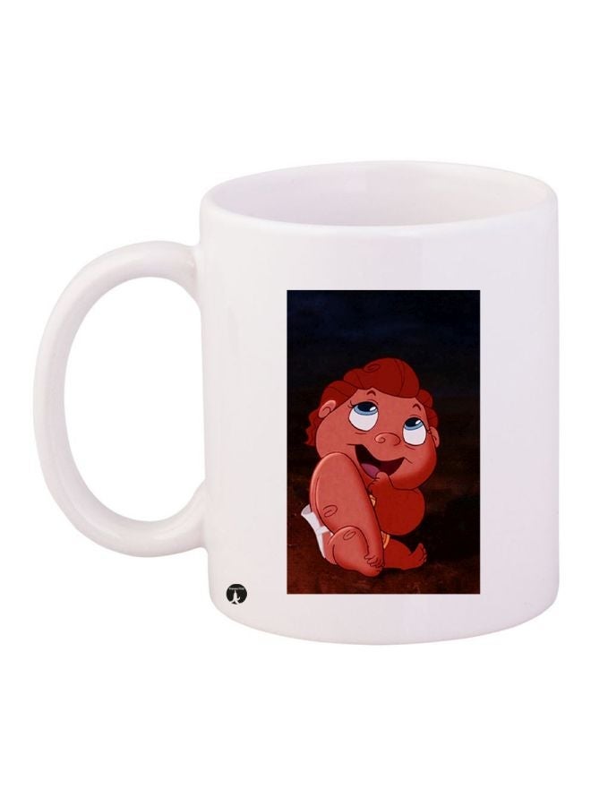 RYN Cartoon Printed Coffee Mug White/Brown/Black 11ounce