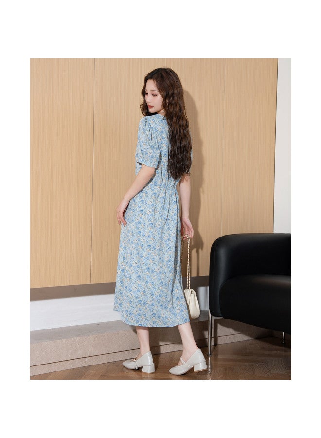 TonLion Women's Summer Dress V-neck Floral Print Korean Style Fresh Pastoral Lady Fashion Trend - Image 3