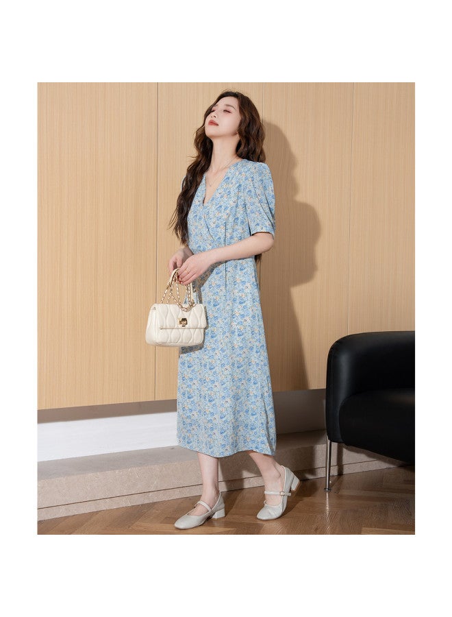 TonLion Women's Summer Dress V-neck Floral Print Korean Style Fresh Pastoral Lady Fashion Trend - Image 5