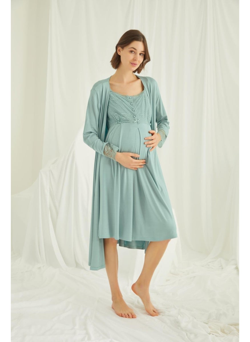 Women's Lace Front Buttoned Maternity and Postpartum Dressing Gown Set - pzsku/ZC8A3831AD39267D65F1CZ/45/_/1740060720/3437b349-ab10-497d-8f3f-c828a4916fb8