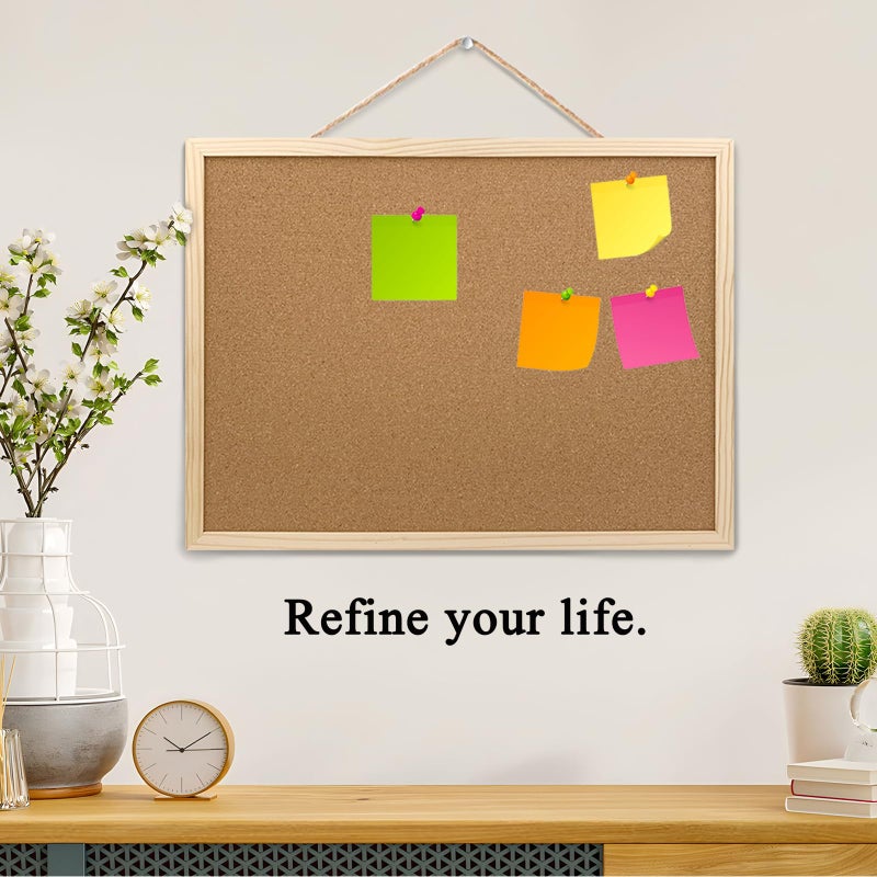GDMINLO Cork Bulletin Board, 17.7X 13.3 Inches with Oak Wood Finish Frame, Wall Mounted for Office Home and School(Pins, Eye Bolts, gaskets, Screws) - Image 4