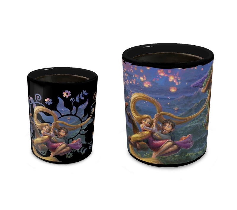 Morphing Mugs Disney Tangled Rapunzel and Flynn Rider One 16 oz Heat Sensitive Clue Mug Full Image Revealed When HOT Liquid Is Added