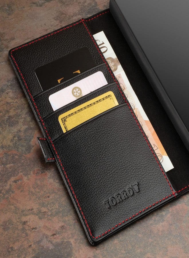 TORRO Case Compatible with Samsung Galaxy S23 Ultra 5G - Premium Leather Wallet Case with Kickstand and Card Slots (Black) - Image 4