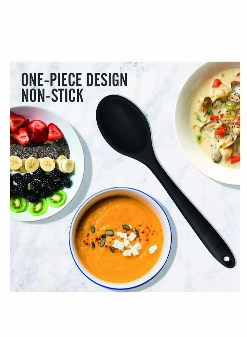 2 Pcs Silicone Spoons, for Cooking Heat Resistant, Hygienic Design Utensi Mixing Spoons Kitchen Baking Stirring Tools Stirring, and Serving - Image 4