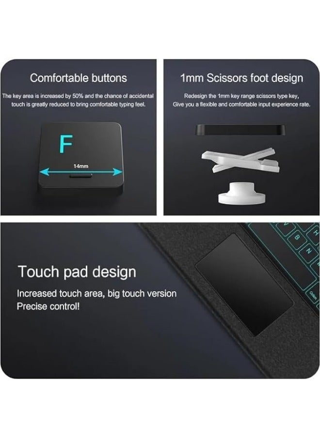 حافظة لوحة المفاتيح باللمس لهاتفNew OnePlus Pad Go 11.35 بوصة/OPPO Pad Air 2 11.4 بوصة، لوحة مفاتيح قابلة للفصل مع إضاءة خلفية ودعم زاوية متعددة وغطاء جلدي لهاتف OnePlus Pad/OPPO Pad Air 2 - Image 5