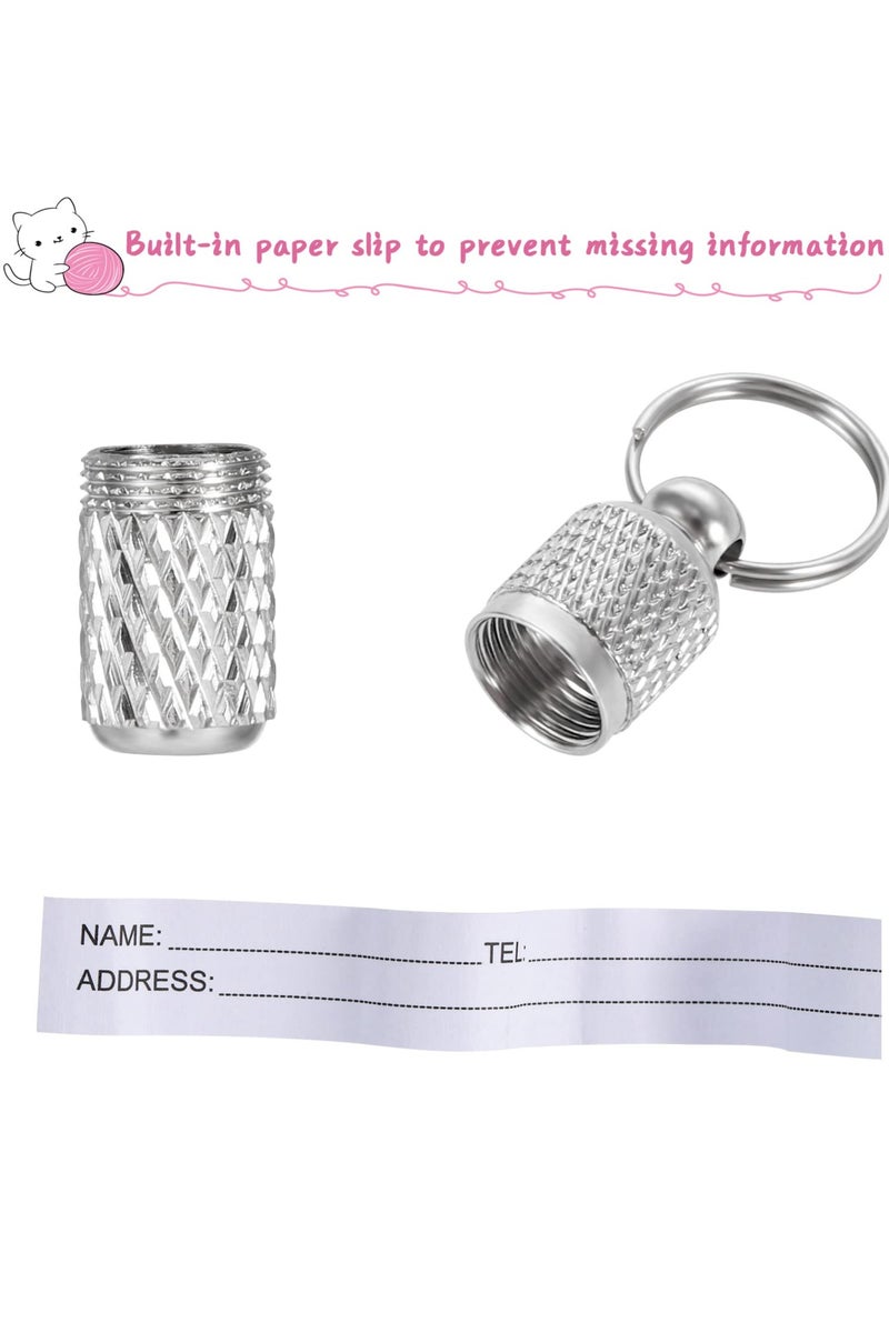 بطاقات تعريف الحيوانات الأليفة، بطاقة تعريف الحيوانات الأليفة على شكل أنبوب، بطاقات تعريف الكلاب والقطط الفضية المقاومة للضياع، بطاقات تعريف القطط للطوق مع ملصق العنوان والاسم (3 عبوات - Image 3