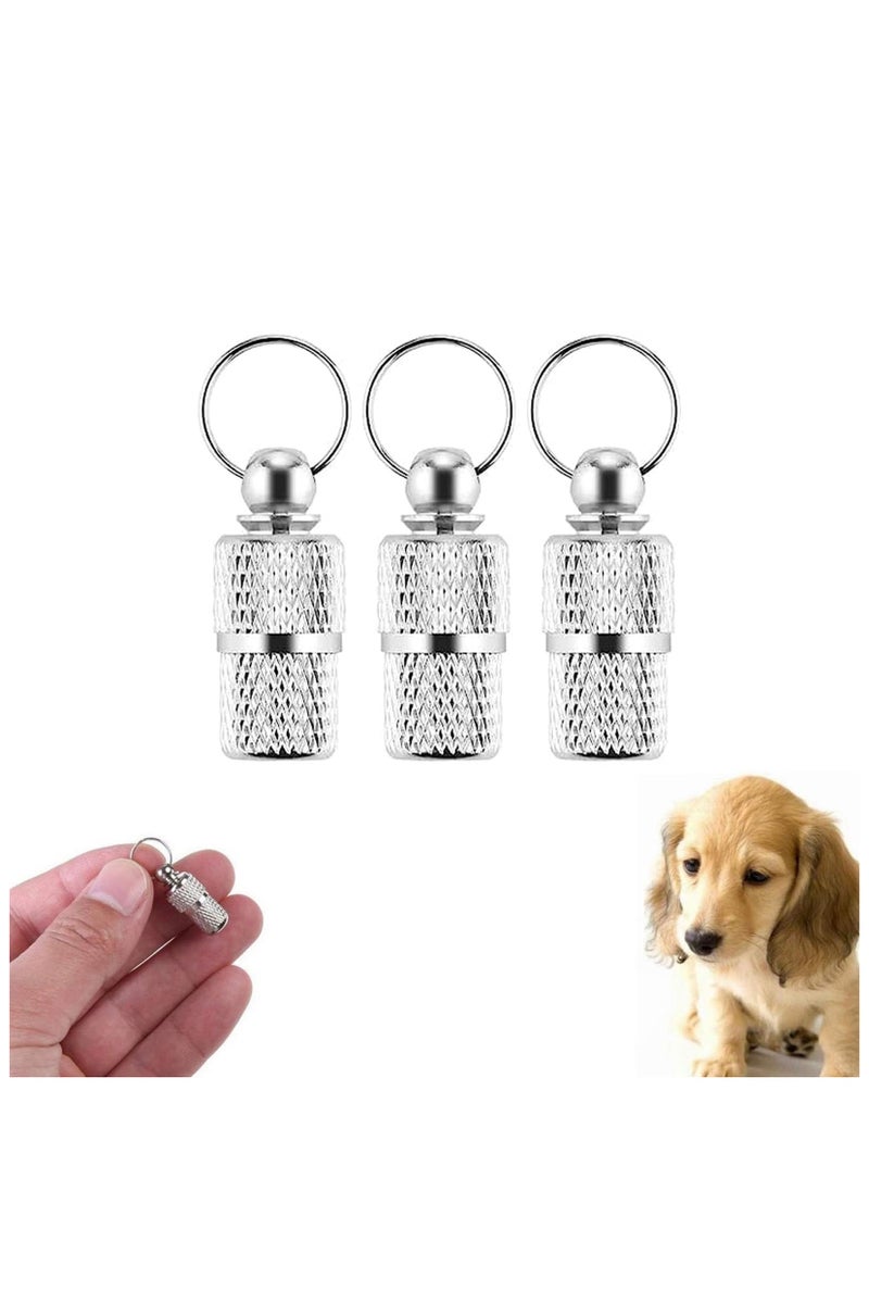 بطاقات تعريف الحيوانات الأليفة، بطاقة تعريف الحيوانات الأليفة على شكل أنبوب، بطاقات تعريف الكلاب والقطط الفضية المقاومة للضياع، بطاقات تعريف القطط للطوق مع ملصق العنوان والاسم (3 عبوات - Image 1