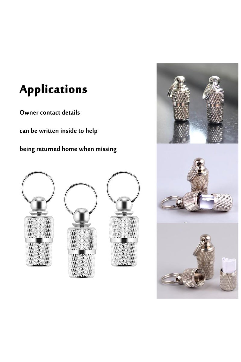 بطاقات تعريف الحيوانات الأليفة، بطاقة تعريف الحيوانات الأليفة على شكل أنبوب، بطاقات تعريف الكلاب والقطط الفضية المقاومة للضياع، بطاقات تعريف القطط للطوق مع ملصق العنوان والاسم (3 عبوات - Image 4