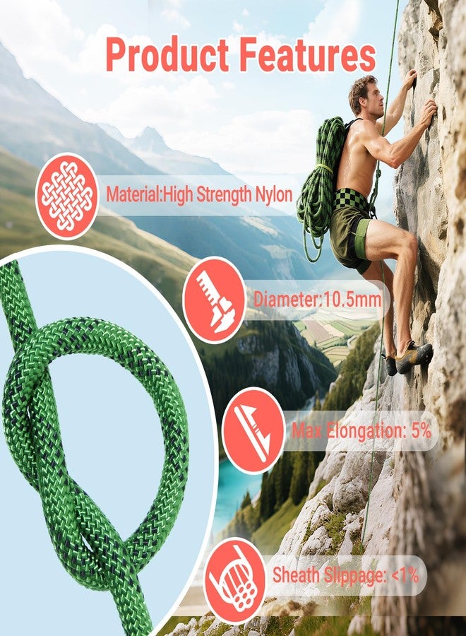 Brobantle 10.5mm Climbing Rope,32FT Static Rock Climbing Rope for Escape Rope Ice Climbing Equipment Fire Rescue Parachute - Image 3