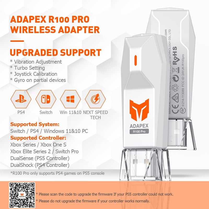 BIGBIG WON R100 Pro Wireless Adapter for Xbox One X|S/Xbox Series X|S/Elite Series 2/PS5/PS4/Switch Controller - Play on PS4/Switch/PC Windows11&10 (1pc) - Image 2