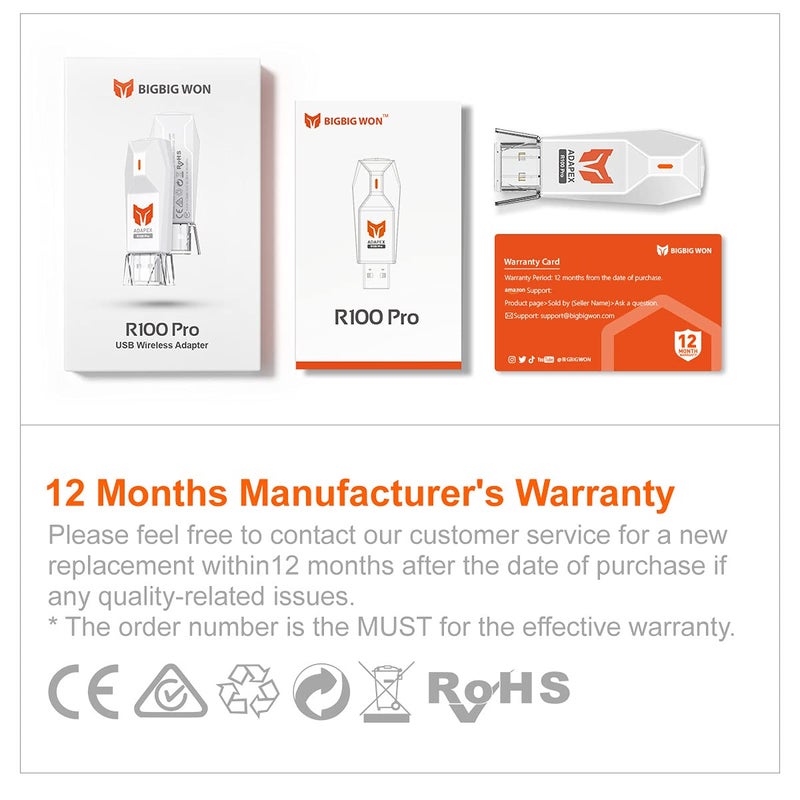 BIGBIG WON R100 Pro Wireless Adapter for Xbox One X|S/Xbox Series X|S/Elite Series 2/PS5/PS4/Switch Controller - Play on PS4/Switch/PC Windows11&10 (1pc) - Image 5