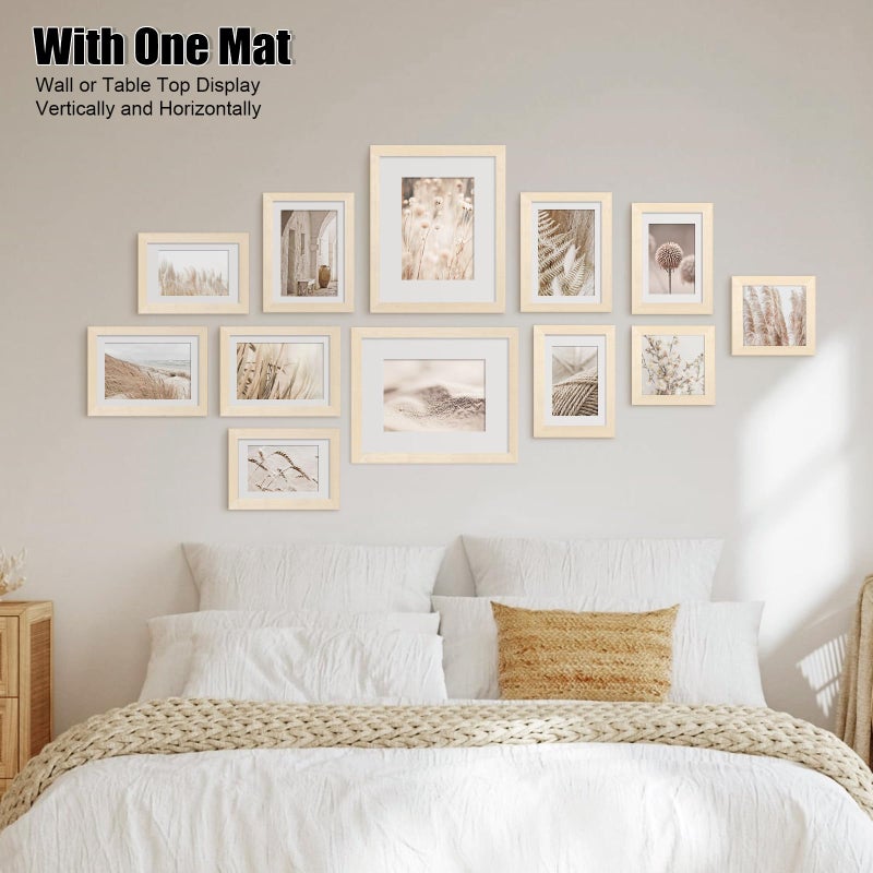Egofine Egofine Picture Frame Set 12 Pack  Picture Frames Collage Wall Decor with Two 8x10  Four 5x7  Four 4x6  Two 4x4 for Wall and Tabletop  Made of Solid Wood  Covered by Plexiglass  Natural Wood  - Image 5
