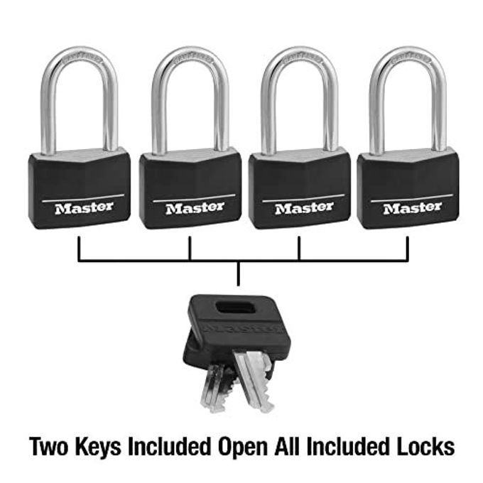 Master Lock Covered Aluminum Padlock With Key, 141Qlf, 4 Pack Keyed Alike - Image 3