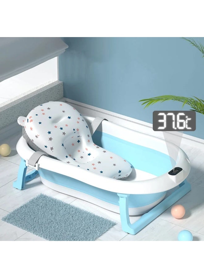 حوض استحمام للأطفال حديثي الولادة قابل للطي مع وسادة دعم مريحة وتايمر لقياس حرارة المياه - Image 3